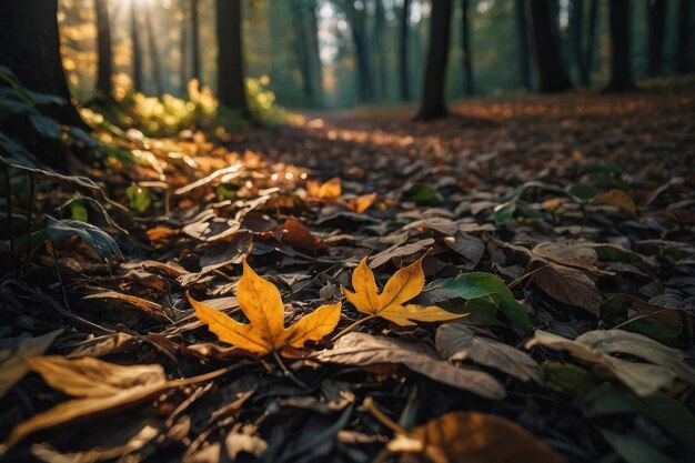 Scena delle foglie della stagione autunnale