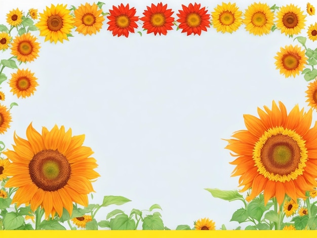 scena di cartone animato con un quadro di girasoli belli e colorati su sfondo bianco