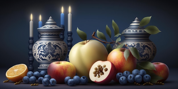 Scena di celebrazione di Hanukkah per il festival Festa ebraica Hanukkah sfondo con simbolo tradizionale