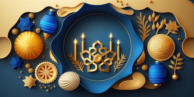 Scena di celebrazione di Hanukkah per il festival Festa ebraica Hanukkah sfondo con simbolo tradizionale