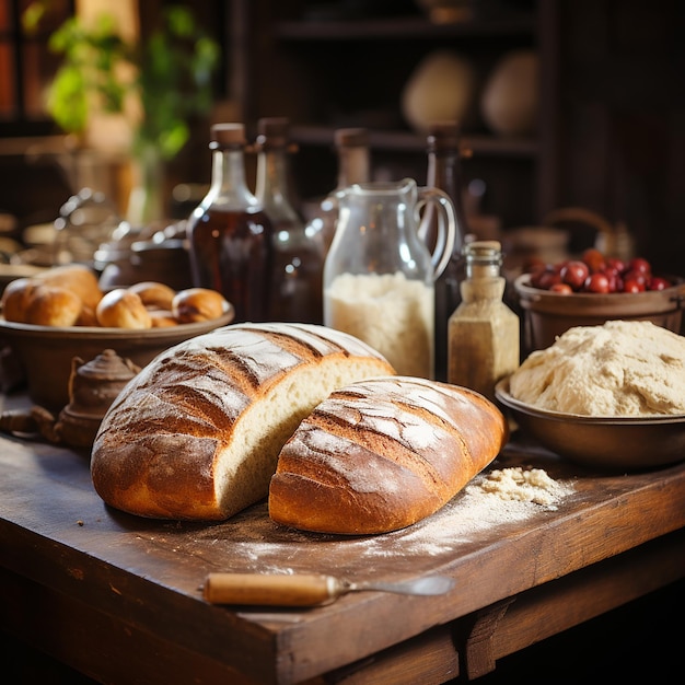 Scena di cucina rustica natura morta