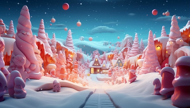 Scena di Natale del Polo Nord di Claymation 3D