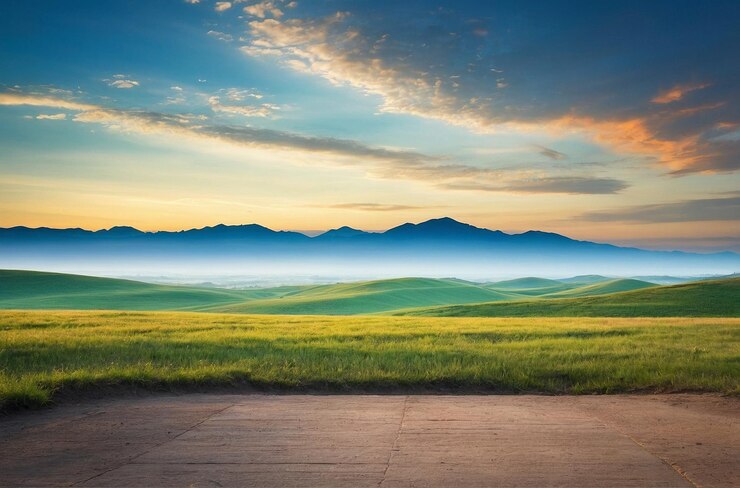 Foto scena di paesaggio naturale vuoto con sfondo sfocato del cielo