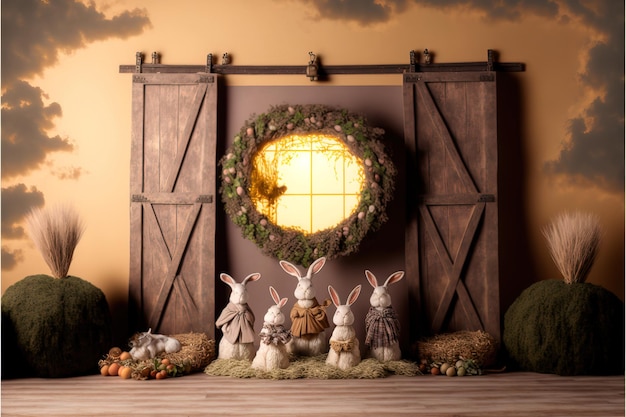 scena di pasqua per uno studio fotografico sfondo per la celebrazione della pasqua AI generativa