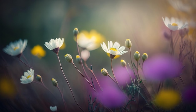 Scena di sfondo della natura primaverile. IA generativa.