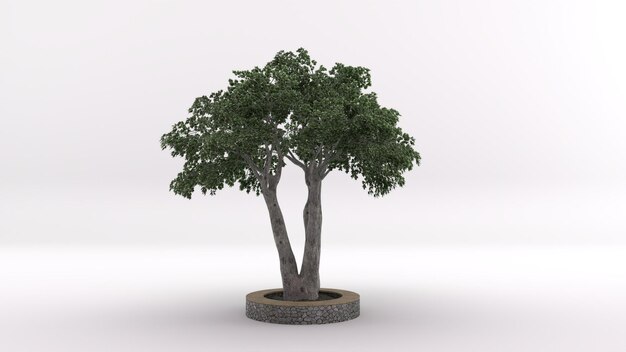 Scena di sfondo di alberi 3D bianca