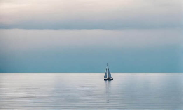 Scena di una barca a vela sull'oceano azzurro