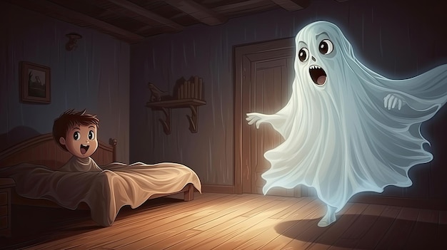 Scena horror del fantasma di un bambino spaventoso
