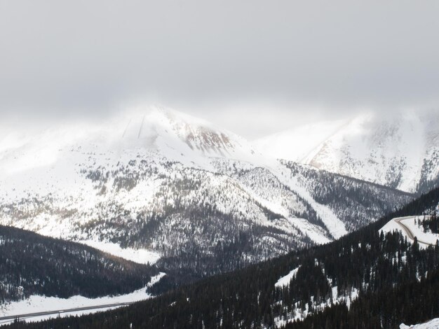 Scena invernale innevata in alta montagna. Montagne Rocciose del Colorado USA.