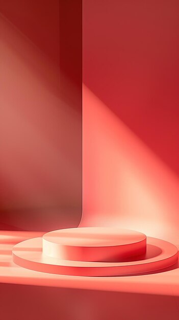 Scena minima astratta con forme geometriche sfondo rosso rendering 3d