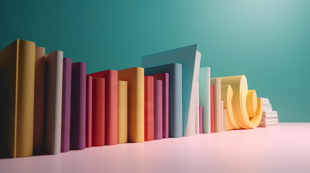 Scena minima con libri su sfondo colorato