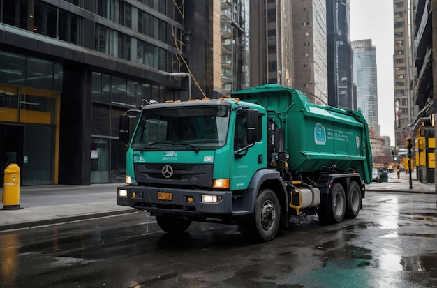 Scena notturna urbana con bidoni per il riciclaggio