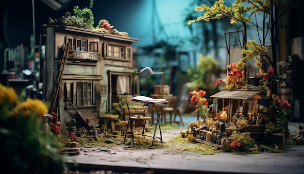 Scena personalizzata del servizio fotografico con scena diorama fotorealistica