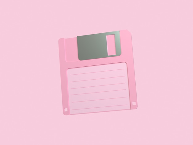 scena rosa 3d che rende vecchio dischetto / floppy