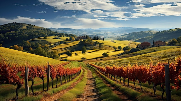 Scena rurale in Toscana Italia al giorno d'autunno