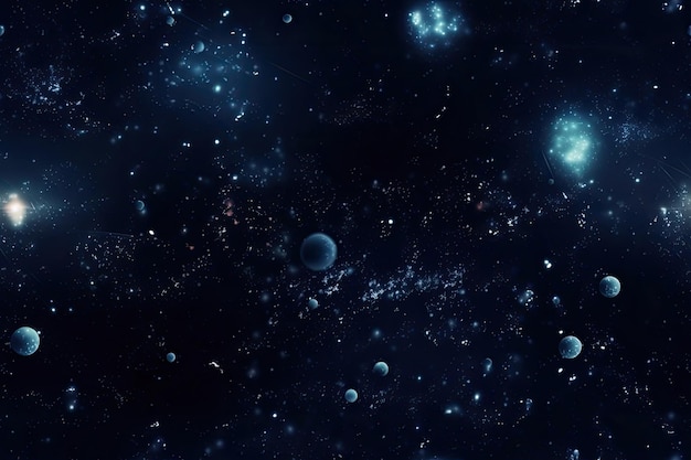 Scena spaziale colorata e vibrante con più pianeti e stelle