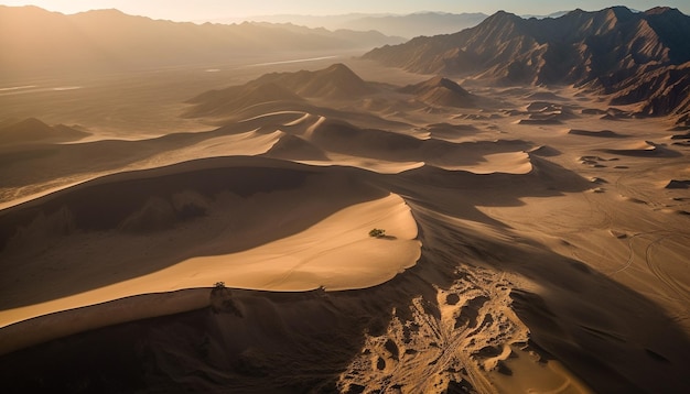 Scena tranquilla di maestose dune di sabbia nell'arida Africa generata dall'intelligenza artificiale