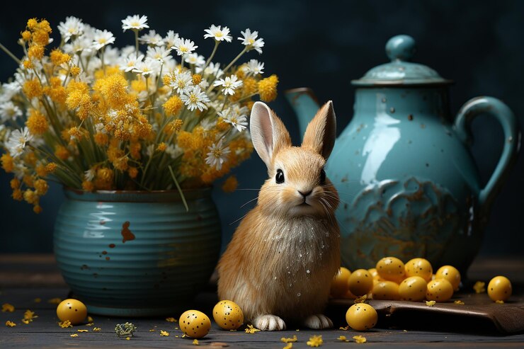 Foto scenario di pasqua con piogge primaverili