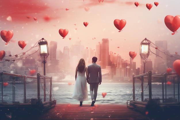 Scenario di una fuga romantica per la festa di San Valentino
