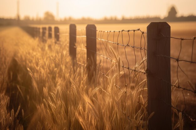 Scenario generale dei campi di grano in una giornata di sole creata utilizzando la tecnologia generativa ai