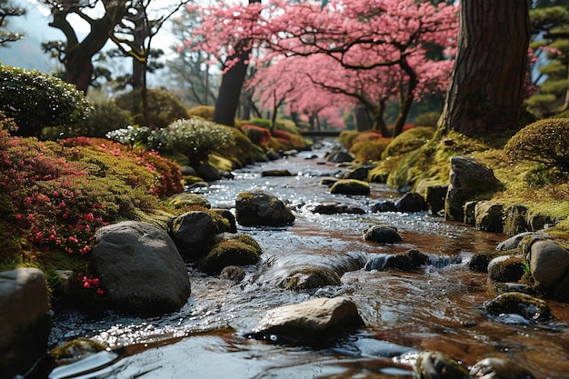 Scenario naturale bellissimo con albero in fiore