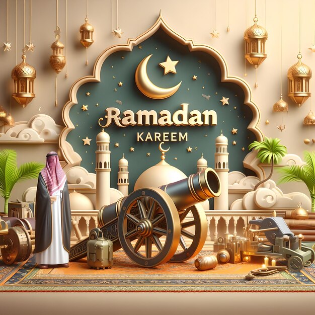 Scene d'arte islamica per il Ramadan