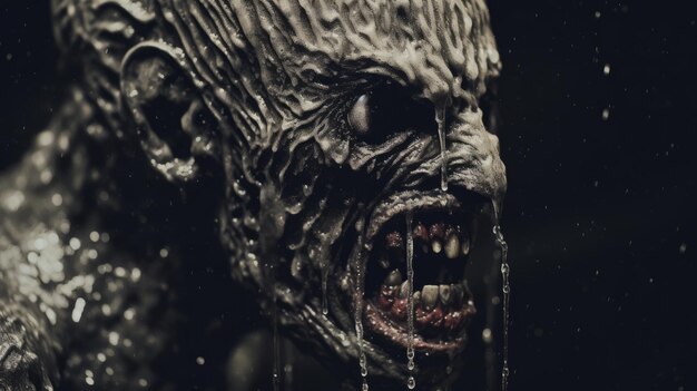 Scene d'orrore Zombie Monster Face In Water Immagini di orrore 3D