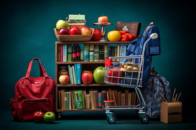 Scene di shopping di ritorno a scuola con la scuola