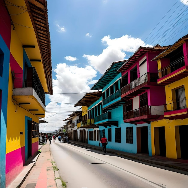 Scene di strada colorate della città colombiana