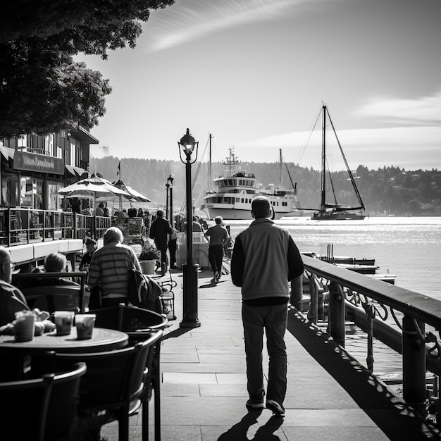 Scene interessanti di fotografia di strada lungo il bellissimo lungomare