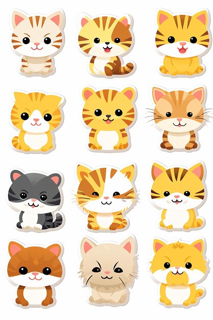 scheda adesiva per gatti di cartoni animati