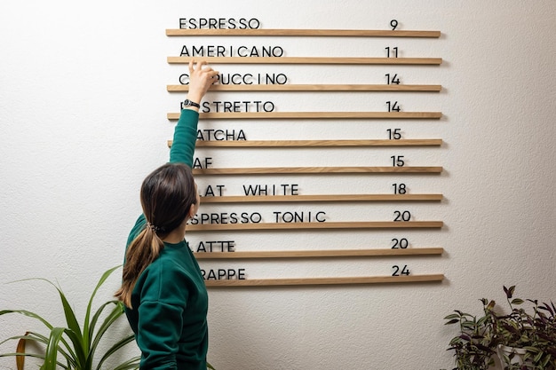 Scheda del menu, cartello del menu del caffè sospeso