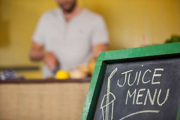 Scheda del menu in un supermercato