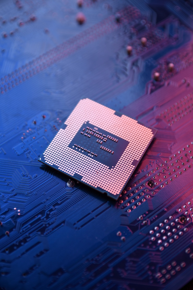 Foto scheda di circuito. tecnologia. concetto di cpu di processori per computer centrale. chip digitale della scheda madre. ai. avvicinamento
