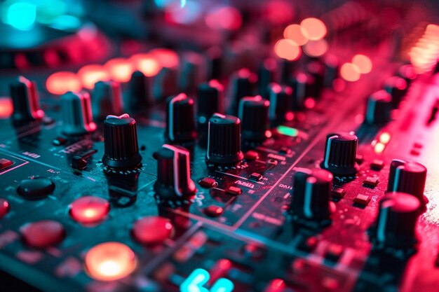 Scheda di controllo del mixer DJ per il mixaggio professionale di musica elettronica in un nightclub