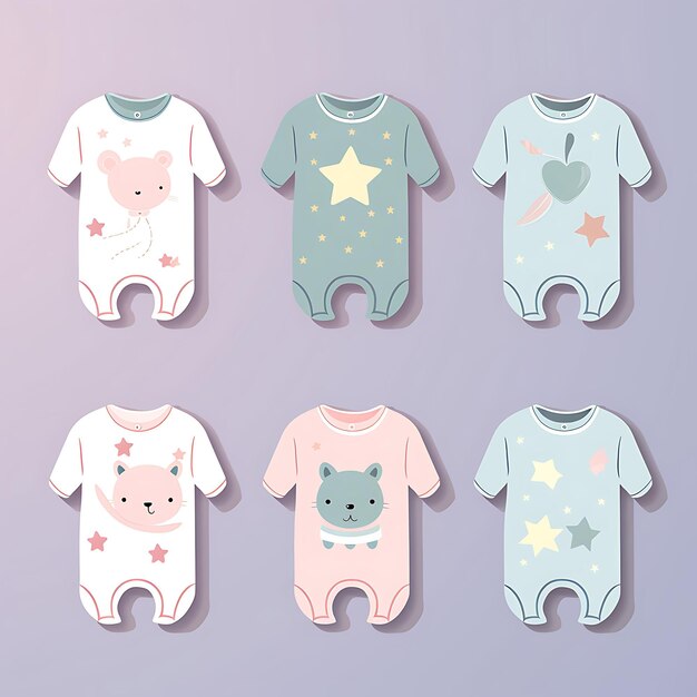 Scheda di etichetta per abbigliamento per bambini Tessuto morbido Illustrazioni carine Scheda di raccolta di design vettoriale 2D pastello piatta