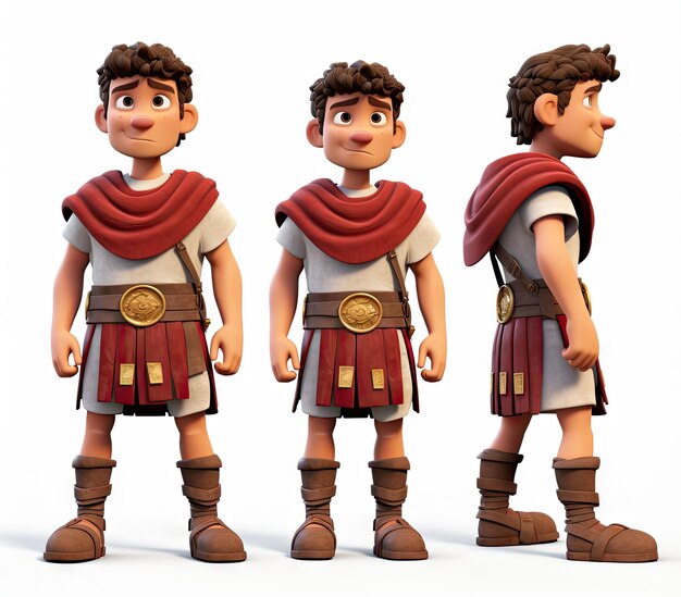 Scheda di riferimento per la progettazione di personaggi di giochi storici 3D ispirata all'età degli imperi