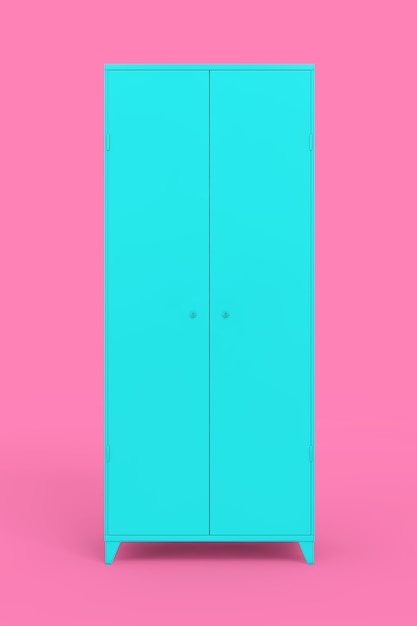 Schedario blu in stile bicolore su sfondo rosa. Rendering 3D