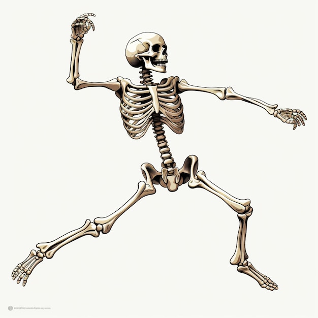 scheletro arafato con le braccia estese e le gambe piegate in avanti