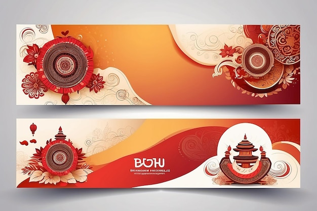 Schema di banner orizzontale di Gradient bohag bihu