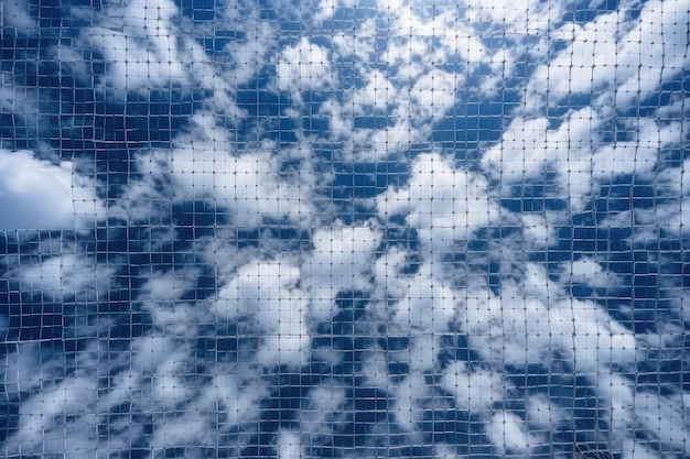 Schema frattale con drone girato di cielo blu e nuvole