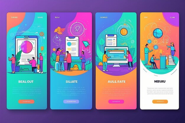 Schema vettoriale di progettazione dell'interfaccia utente delle schermate di onboarding