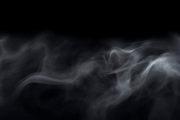 Schemi ipnotici di fumo su uno sfondo astratto scuro in un'atmosfera enigmatica
