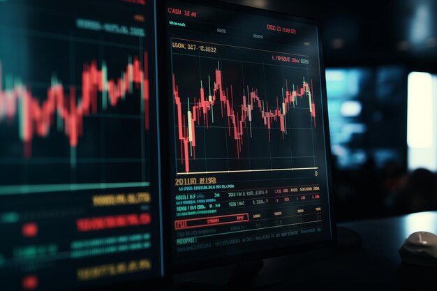 Schermata di portatile con grafica di trading