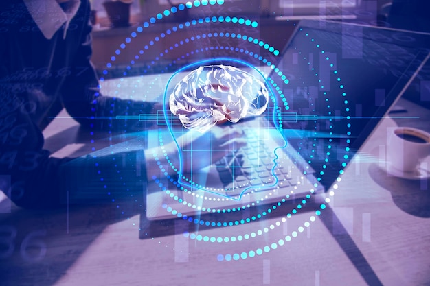Schermata virtuale con icona di esposizione multi-cervello