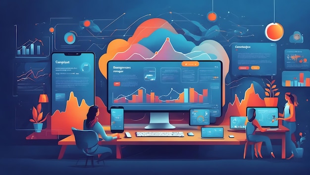 Schermate informatiche moderne statistiche e analisi dei dati