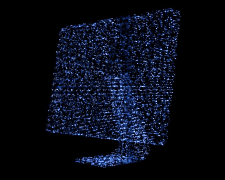 Foto schermo blu scintillante del computer