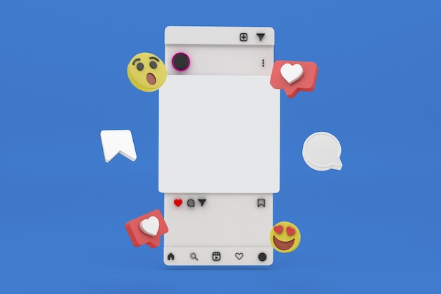 Schermo dei social media isolato sul lato anteriore su sfondo blu
