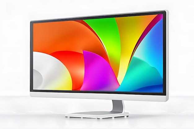 Schermo del monitor del computer desktop moderno colorato largo e quadrato AIGenerato