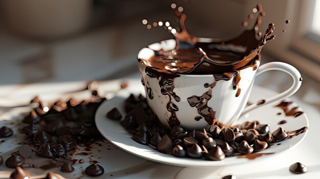 Schiacciare il cioccolato da una tazza di caffè